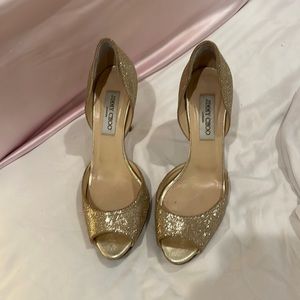 Jimmy Choo Glitter D’Orsay heels Size 38 (8) Color: Gold/Champagne